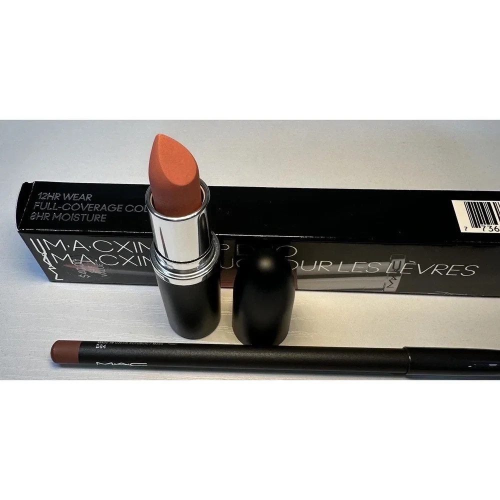 MAC Ximal Lip Duo Set Full Coverage Lipstick/ Lip Liner Spice & Velvet Teddy NIB